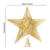 Juldekorationer ￅr fempekad stj￤rna Xmas Tree Navidad Ornament Decoration Top Gold Glitter