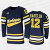 Gla Mit College Hockey Navy Jersey Cam York Nick Blankenburg Matty Beniers Brisson Brisson Mike Knuble Strauss Mann Thomas Bordeleau Dylan Larkin