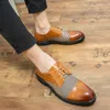 Carved brogue high-end leather shoes low-top fabric stitching luxury daily business casual men's formal shoes Large Sizes38-46