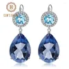 Brincos Dangle Gem's Balé de Balé de Gem Blue Blue Místico Quartz Topázio Pear 925 Sterling Silver Classic Drop For Women Wedding Jewelry