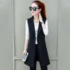 Women's Vests Women's 2022 Women Spring Casual Loose Long Lady Chic Striped Plus Size Sleeveless Suit Waistcoat Female Vintage Notched