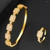 Necklace Earrings Set GODKI Luxury Round Bangle Ring Sets Cubic Zirconia CZ Dubai Bridal For Women Wedding Brincos Para As Mulheres 2022