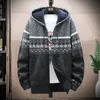 Herrenpullover Herren Vintage Cardigan Pullover Mantel Herbst Winter Harajuku Muster Strickpullover Herren Casual Herren Kapuzen Fleece Oberbekleidung 220923