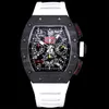 011 Montre de Luxe Designer Watchs 7750 Chronograph Mechanical Movement Carbon Fiber Relojes Case Rubber Strap Luxury Watch Mens Watches armbandsur Vattentät