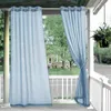 Vorhang Tülle Top Wasserdichte Outdoor Vorhänge Veranda Außen Voile Solide Blau Tüll Stoff Vorhänge Für Garten Pergola