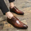 Bullock Men's Dress Shoes Luxo Italian Oxford Crocodile Trendy Wing Tip Vestido de Casamento para Escritório Todos os Dias Casual Muitos Tamanhos