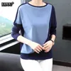 Women's T-Shirt Office Lady Fashion Patchwork O-neck Skinny Long Sleeved T-shirts Spring Autumn Asymmetrical Top Popularity Women's Clothing T220926