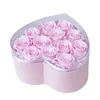 Fleurs décoratives 12 pièces rose séchée vraie tête éternelle avec boîte-cadeau en forme de coeur décor de mariage saint valentin fête des mères