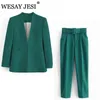 Kvinnors träningsdräkter Wesay Jesi Kvinnors mode Blazer Office Suit Pantsuit Simple Solid Color Suit Collar Long Sleeve Trousers 2 Piece Set Blazer 220924