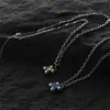 2022 Design Square Flower Pendant Necklace Color Zircon Neutral Personality Men/Women Sweater Chain Tide Brand Jewelry