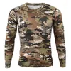 Camiseta masculina camuflagem de camuflagem tática tática seca rápida camisa respirável de mangas compridas