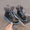 أحذية الشتاء فو فو فرو الاطفال أحذية صلبة أفخم حذاء الكاحل الدافئ للأطفال
