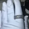 Ringas de cluster Anel de dedo exclusivo cor prateada cor cúbica zirconia noivado aliança de casamento para mulheres presente de aniversário presente