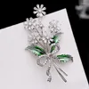 Brooches Crystal Cubic Zirconia Flower Brooch Broach Pin Women Jewelry Accessories HR04092