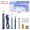 Mini Portable USB Solder Iron Pen Tip Touch Switch Electric Solring Irons Station Welding Repair Tool Set