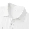 Herren lässige Hemden Baumwollwäsche Feste Weiß für Männer Sommer Doppelpocke Kurzarm Shirt Mens Business Holiday atmable Camisas