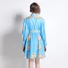 Robe de Boutique à manches longues pour femmes, imprimée, haut de gamme, manches lanternes, rétro, tendance, automne 2022