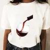 Women's T Shirts Women's T-Shirt Graphic Top Print T-shirts Happy Sweet Wine Fashion Women Cartoon Shirt Stylish Short Sleeve Regular