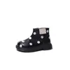 Bottes d'automne en cuir pour filles, petites princesses imprimées à pois, chaussures courtes mignonnes et souples pour enfants, T220925