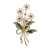 Brooches Crystal Cubic Zirconia Flower Brooch Broach Pin Women Jewelry Accessories HR04092