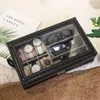 Watch Boxes Exquisite 6 Slot Box Jewelry Case PU Leather 3 Slots Eyeglasses Storage Display Organizer For Men Women Black Brown