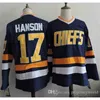 GLA MIT Hanson Brothers Charlestown Mens 16 Jack Hanson 17 Steve 18 Jeff #7 Dunlp 1 Lemieux 3 Killer Slap Shot Movie Jerseys