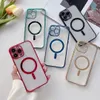 Voor iPhone -telefooncases draadloos oplaadcase Clear Cover Lens Camera Glasbescherming Pating MagSafe transparante magnetische magneetring 12 13 14 Pro Max Mini