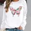 Sweats à capuche pour femmes Sweatshirts Pulls Fleur Papillon Belle Vêtements pour femmes Dames Printemps Automne Hiver Sweats à capuche Femme Femme O-cou Sweat-shirts décontractés 220923