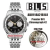 BLS montres AB0118A21B1A1 Premier B01 Chronograph 42mm EtA7750 Chronographe Automatic Mens Watch Black Diad Bracelet en acier inoxydable Gents de bracelets