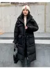 女性のトレンチコートロシアスタイルスポット2022コットンコート女性の長いフード付きソリッドカラー厚いウエスト大きなポケット