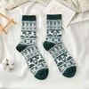 Designer Sock for Women Autumn Winter Thick Warm Wool Socks Christmas Elk Cozy Middle Tube Crew Sock