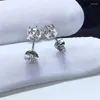 Stud Earrings 18K White Gold Plated Diamond Test Past Round Brilliant Cut 2 Carat D Color Moissanite Silver 925 Original Jewelry 216z
