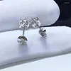 Stud Earrings 18K White Gold Plated Diamond Test Past Round Brilliant Cut 2 Carat D Color Moissanite Silver 925 Original Jewelry