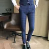 Men's Vests Luxury Men's Check Vest Suit Trousers 2022 Formal Wear Wedding Dress Large Size Casual Business