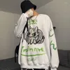 هوديز رجال كبير الحجم harajuku sweatshirt ذكر الطالب الاتجاه الهيب هوب كرتون فضفاضة الطباعة على ملابس الخريف والفصل الشتاء ins سترة