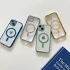 Elektropl￤tering av transparent skyddande telefonfodral Fall f￶r iPhone 14 13 12 11 Pro Max Mini XR XS 6 7 8 Plus iPhone14 Magnet Ring Back Cover Case