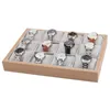 Scatole di orologio 6/12 GRUNGS Pere Texture Box Wood Borse Organizzatore del supporto per uomo per quarzo