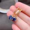 Bengle oorbellen 2022 Totaal 2ct blauwe moissaniet gesp voor vrouwen sieraden real 925 zilveren kleur lab diamanten meisje verjaardagscadeau