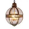 Lampade a sospensione a forma di globo da soggiorno vintage Loft Apparecchio retrò impermeabile Decor Garden Yard Iron Glass Ball LED E27 Lampada da esterno