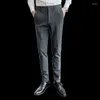 Men's Pants 2022 Men's Autumn Slim Casual Check Trousers Korean Version Of The Trend Wild Cotton Feet Non-iron Suit