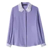 Camicette da donna Camicie Primavera Estate Donna Chiffon Turndown Colletto Camicette Camicie da donna Donna Casual Blusa in chiffon viola Top 220923