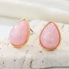 Pendientes de tuerca 1 par de gotas de agua de resina brillante para mujer, joyería de regalo, joyería de moda de color, Simple, lindo, geométrico, perforado JE103