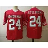 SJ NCAAビーコンヒルズ＃24 Stilinski Red College Football Jersey JerseysシャツS-3XL