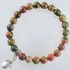 Perline di pietre preziose naturali Bracciale con fili di perline elastiche 8mm Rotondo Lapislazzuli Sabbia blu Unakite Jasper Chrysocolla Gioielli Charm BK310