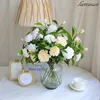 装飾的な花6PCSバレンタインデーシミュレーションホワイトガーデナロマンチックな美しさの結婚式の花束装飾ガールバースデーギフトガーデンサプライ