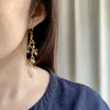 Lii Ji – boucles d'oreilles pendantes en Quartz Rose naturel, feuilles de Chrysoprase, faites à la main, en acier inoxydable plaqué or, bijoux à la mode pour femmes