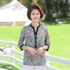 Women's Blouses V-Neck Pullover Chiffon Shirt Women Spring Summer Middle Aged Mother Three Quarter Sleeve Tops Printed Dots Blouse