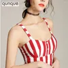 Bustiers & Corsets Camisoles Tanks Back Red Stripe Tank Tube Bandeau Top Cropped Haut Tops Women Fashion Feminino Femme 2022 Ropa Interior