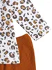 Kl￤derupps￤ttningar 2022 6M-4T 2st Baby Boys Girls Ruffles Leopard Tryck l￥ng￤rmad t-shirt toppar Flare Pants Loose Wide Ben Byxor