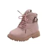 Botas Botas de cuero de PU para niños 2022 Otoño Niños Zapatos casuales antideslizantes Moda Chicas Botas cortas de fondo suave Tamaño 21-30 H259 T220925